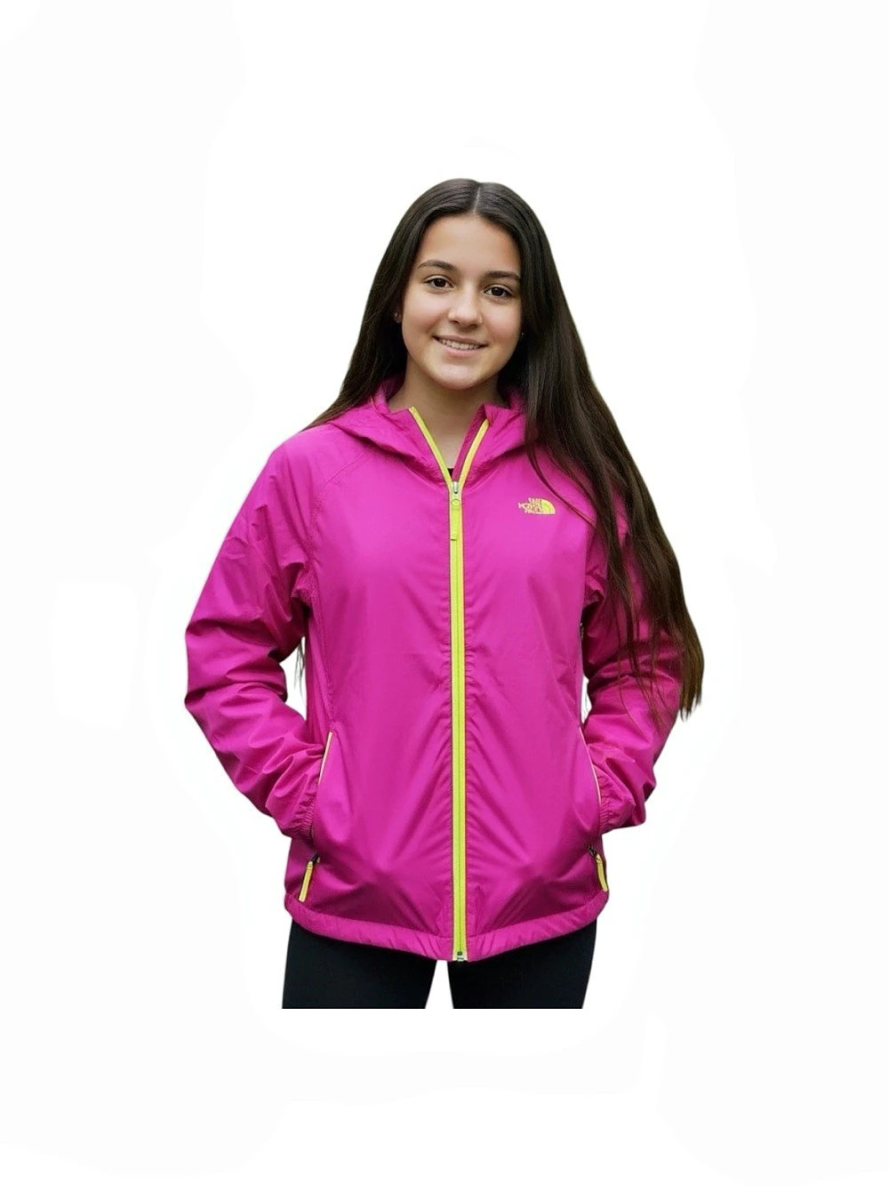 The North Face Girls Pink Hooded Rain Jacket Size 18